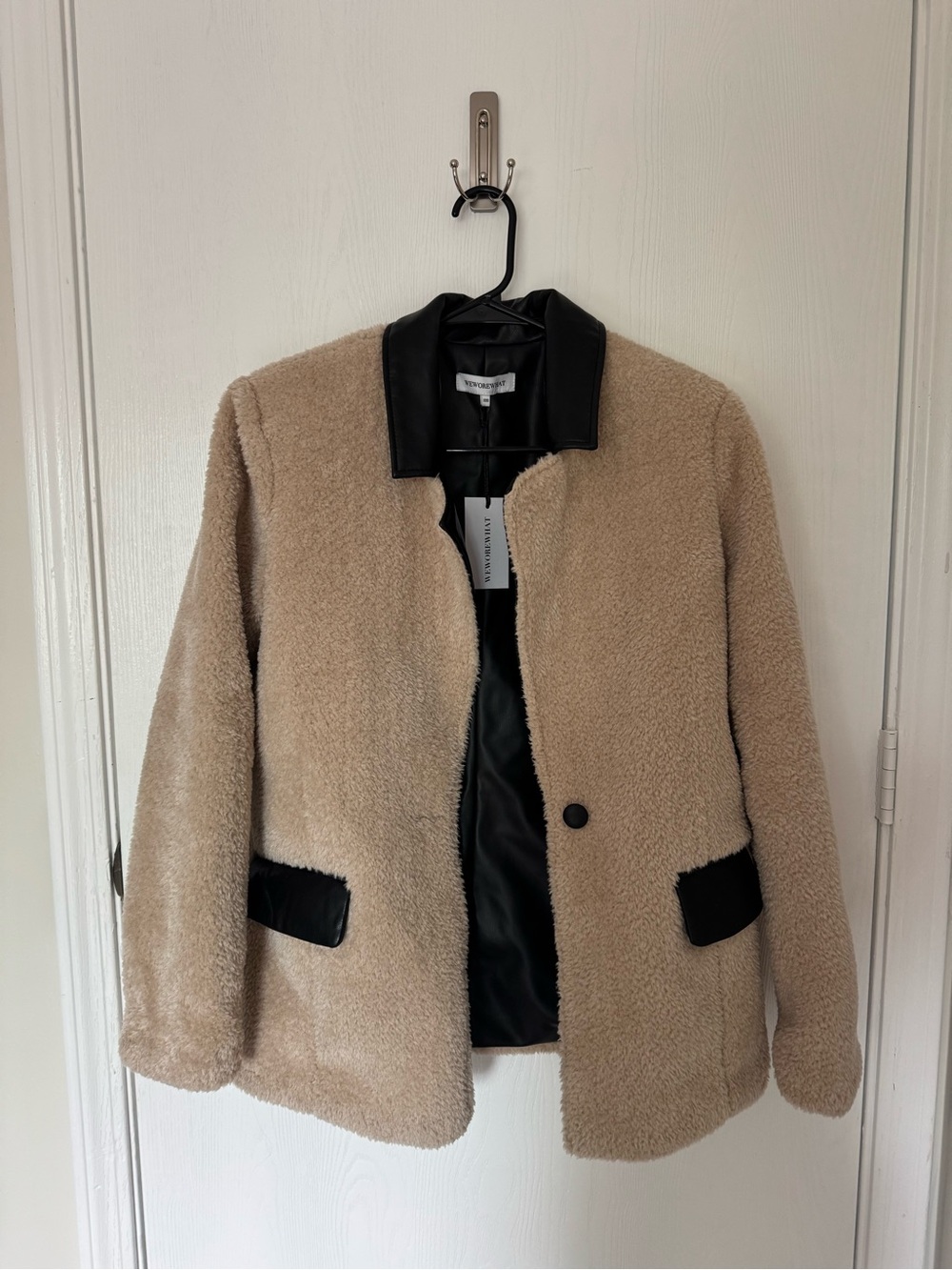 WeWoreWhat sherpa and faux leather blazer - Picture 2 of 7